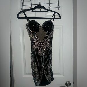 Black dress with rhinestones perfect for parties